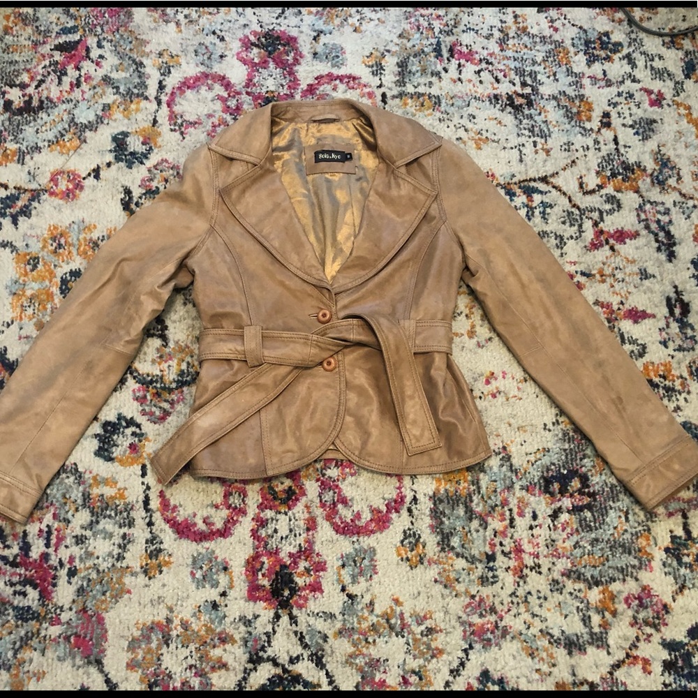 Soia & Kyo Tan Front Wrap Collared Jacket
